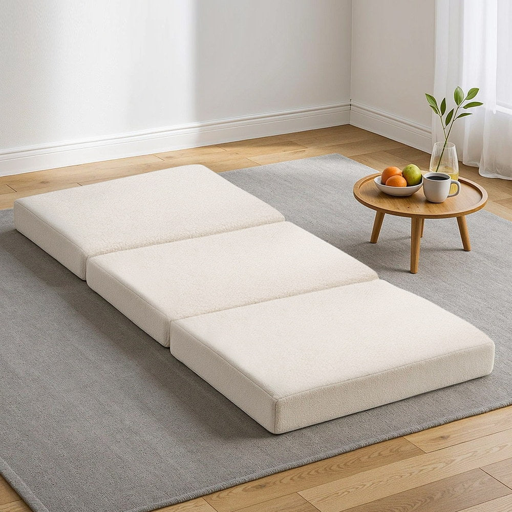 Giselle Bedding Foldable Mattress Fleece Portable 3-fold Folding Foam Mattresses-Furniture > Mattresses > Single Mattress-PEROZ Accessories