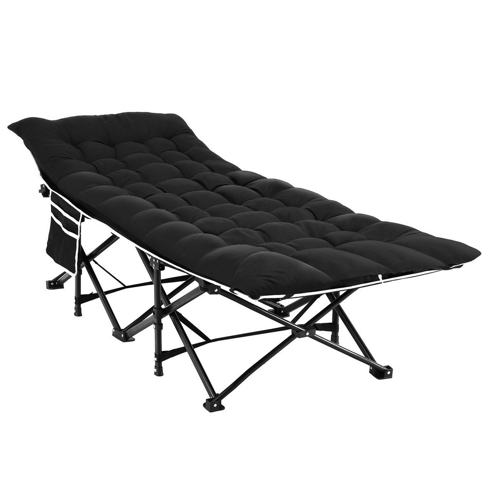 Artiss Folding Bed With Mattress Heavy Duty Black 185CM-Furniture &gt; Bedroom &gt; Beds &amp; Bed Frames-PEROZ Accessories