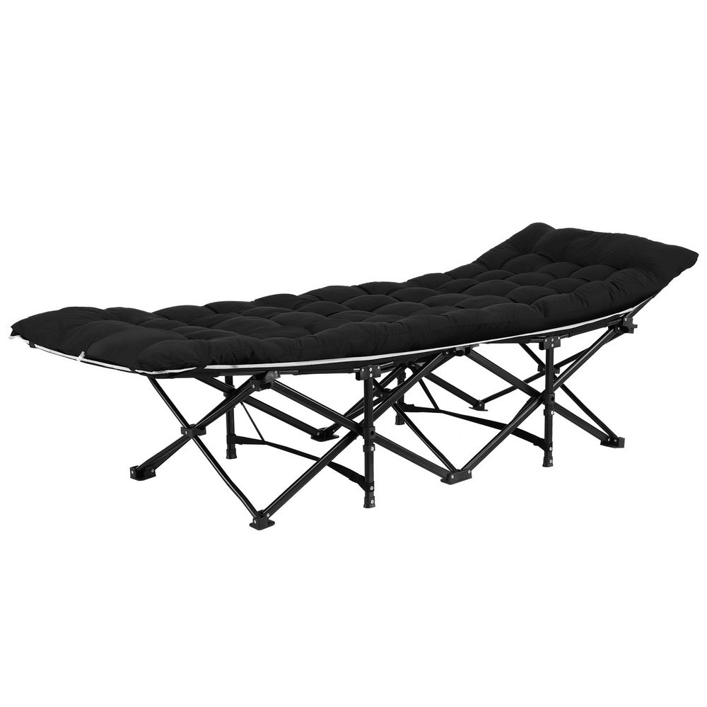 Artiss Folding Bed With Mattress Heavy Duty Black 185CM-Furniture &gt; Bedroom &gt; Beds &amp; Bed Frames-PEROZ Accessories
