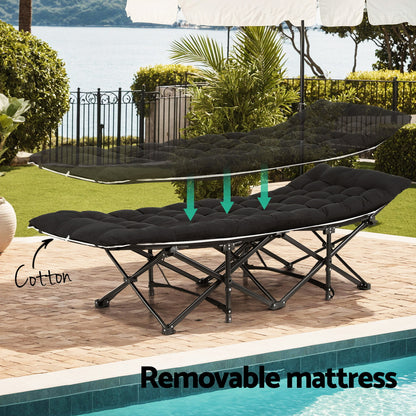 Artiss Folding Bed With Mattress Heavy Duty Black 185CM-Furniture &gt; Bedroom &gt; Beds &amp; Bed Frames-PEROZ Accessories