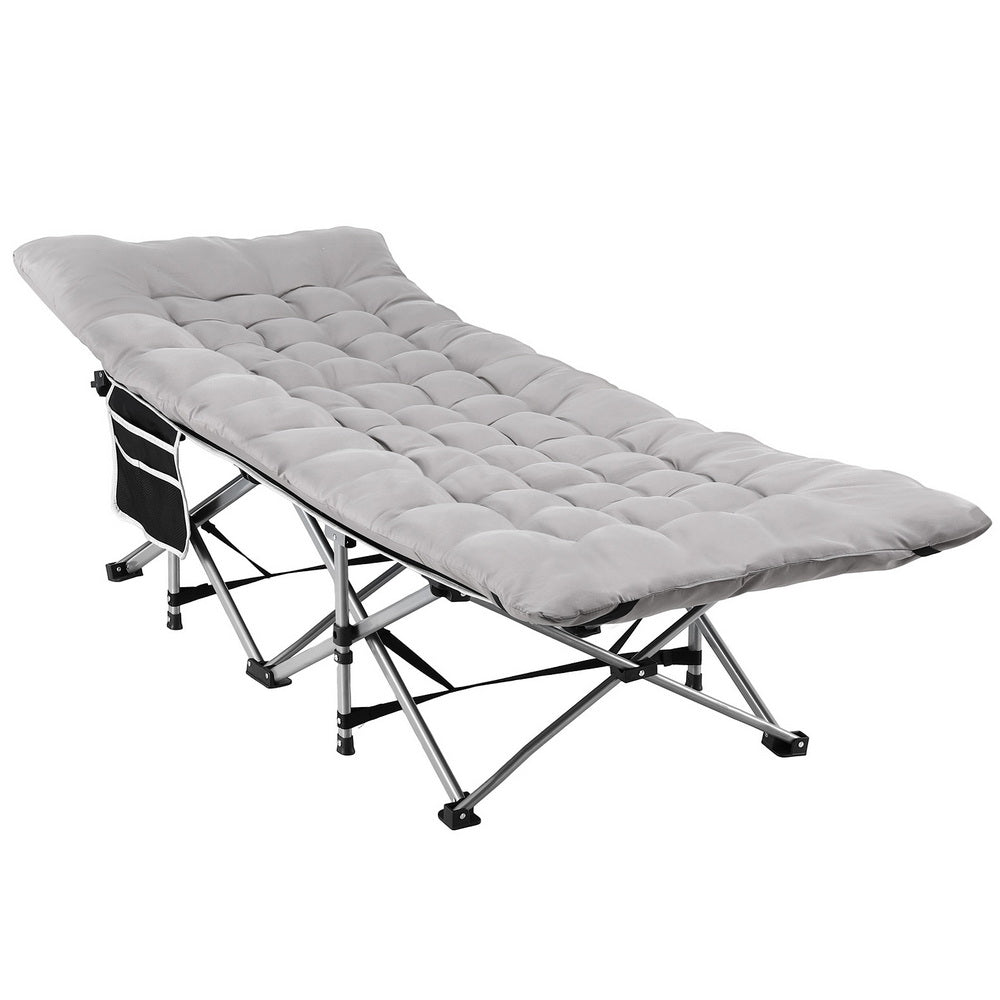 Artiss Folding Bed With Mattress Heavy Duty Grey 185CM-Furniture &gt; Bedroom &gt; Beds &amp; Bed Frames-PEROZ Accessories