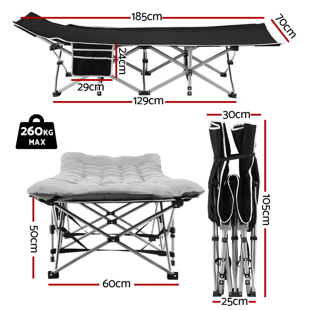 Artiss Folding Bed With Mattress Heavy Duty Grey 185CM-Furniture &gt; Bedroom &gt; Beds &amp; Bed Frames-PEROZ Accessories