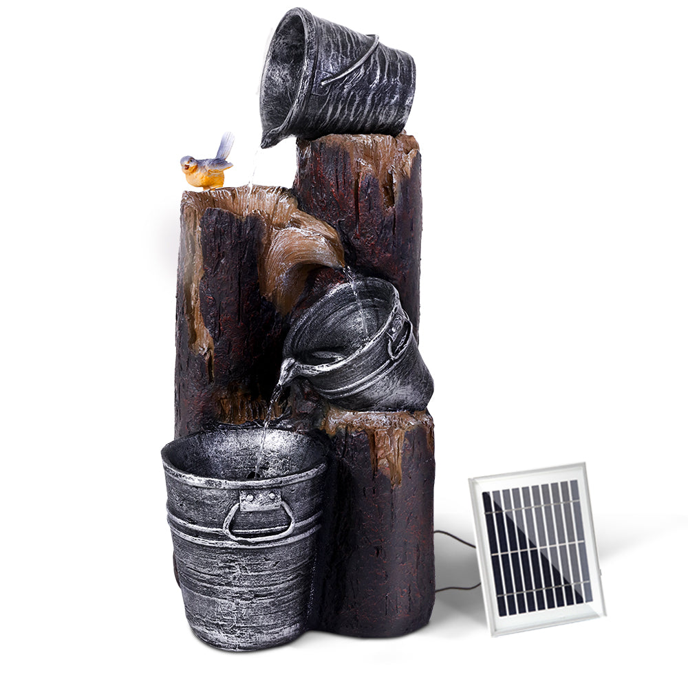Gardeon Solar Water Feature Cascading Fountain 3-Tier Bucket LED light Bird 76CM-Water Features-PEROZ Accessories