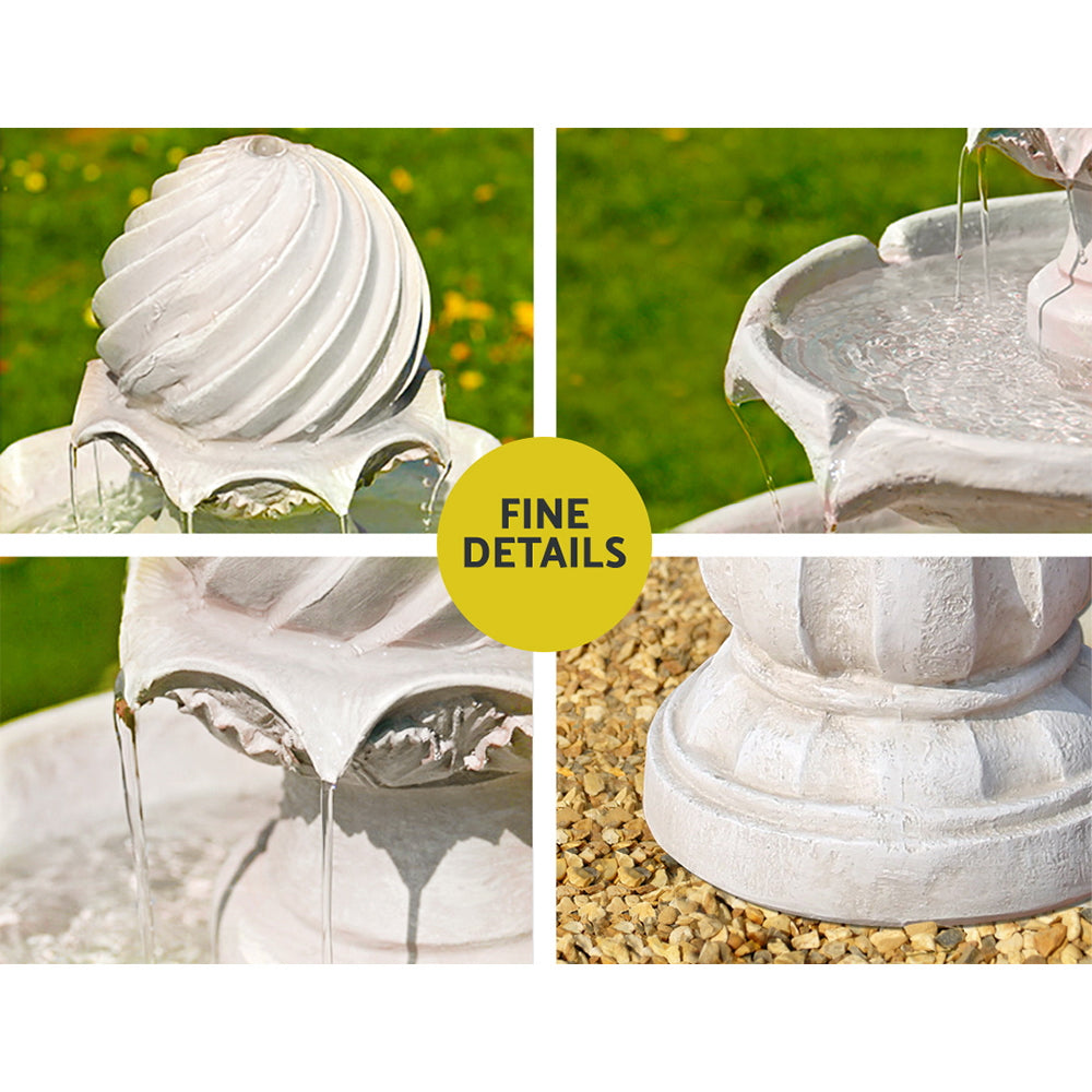 Gardeon Solar Water Feature 3 Tiers Ivory 93cm-Water Features-PEROZ Accessories