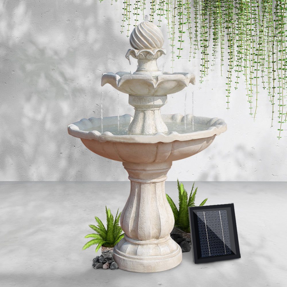 Gardeon Solar Water Feature 3 Tiers Ivory 93cm-Water Features-PEROZ Accessories