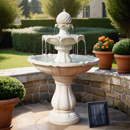 Gardeon Solar Water Feature 3 Tiers Ivory 93cm-Water Features-PEROZ Accessories
