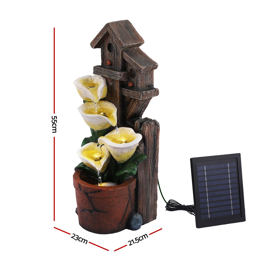 Gardeon Solar Fountains Water Features 4-Tier Cascading Flower Bowls 55cm-Home &amp; Garden > Fountains > Fountains &amp; Ponds-PEROZ Accessories