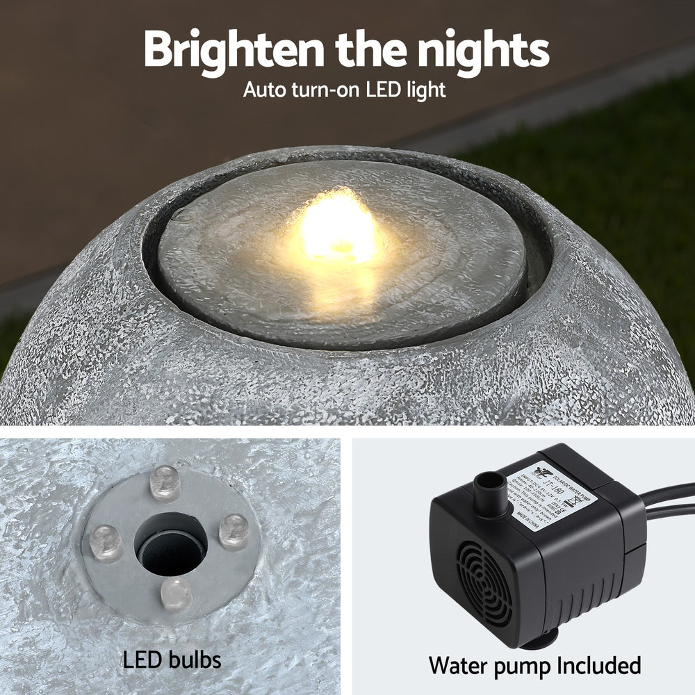 Gardeon Solar Fountain Water Feature Outdoor Fountain LED Lights Beige-Home &amp; Garden &gt; Fountains &gt; Fountain &amp; Ponds Accessories-PEROZ Accessories