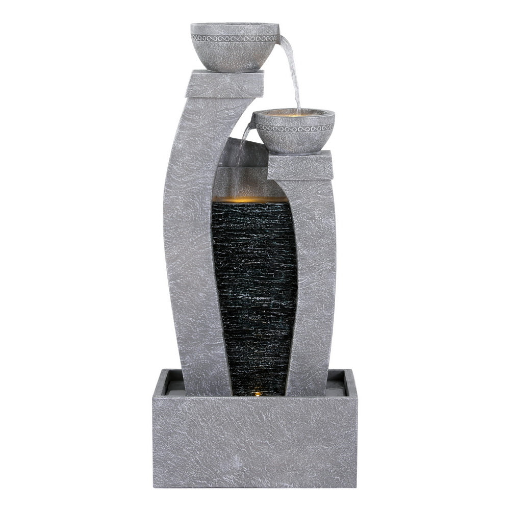 Gardeon Solar Fountain Water Feature Outdoor Fountain Indoor 3-Tier Cascading Grey-Home &amp; Garden &gt; Fountains &gt; Fountain &amp; Ponds Accessories-PEROZ Accessories