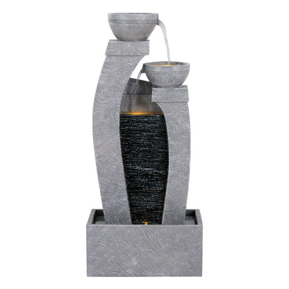 Gardeon Solar Fountain Water Feature Outdoor Fountain Indoor 3-Tier Cascading Grey-Home &amp; Garden &gt; Fountains &gt; Fountain &amp; Ponds Accessories-PEROZ Accessories