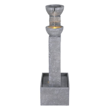 Gardeon Solar Fountain Water Feature Outdoor Fountain Indoor 3-Tier Cascading Grey-Home &amp; Garden &gt; Fountains &gt; Fountain &amp; Ponds Accessories-PEROZ Accessories