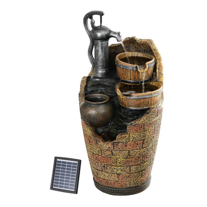 Gardeon Solar Fountain Water Feature Outdoor Cascading Hand Pump Design 80CM-Home &amp; Garden &gt; Fountains &gt; Fountain &amp; Ponds Accessories-PEROZ Accessories