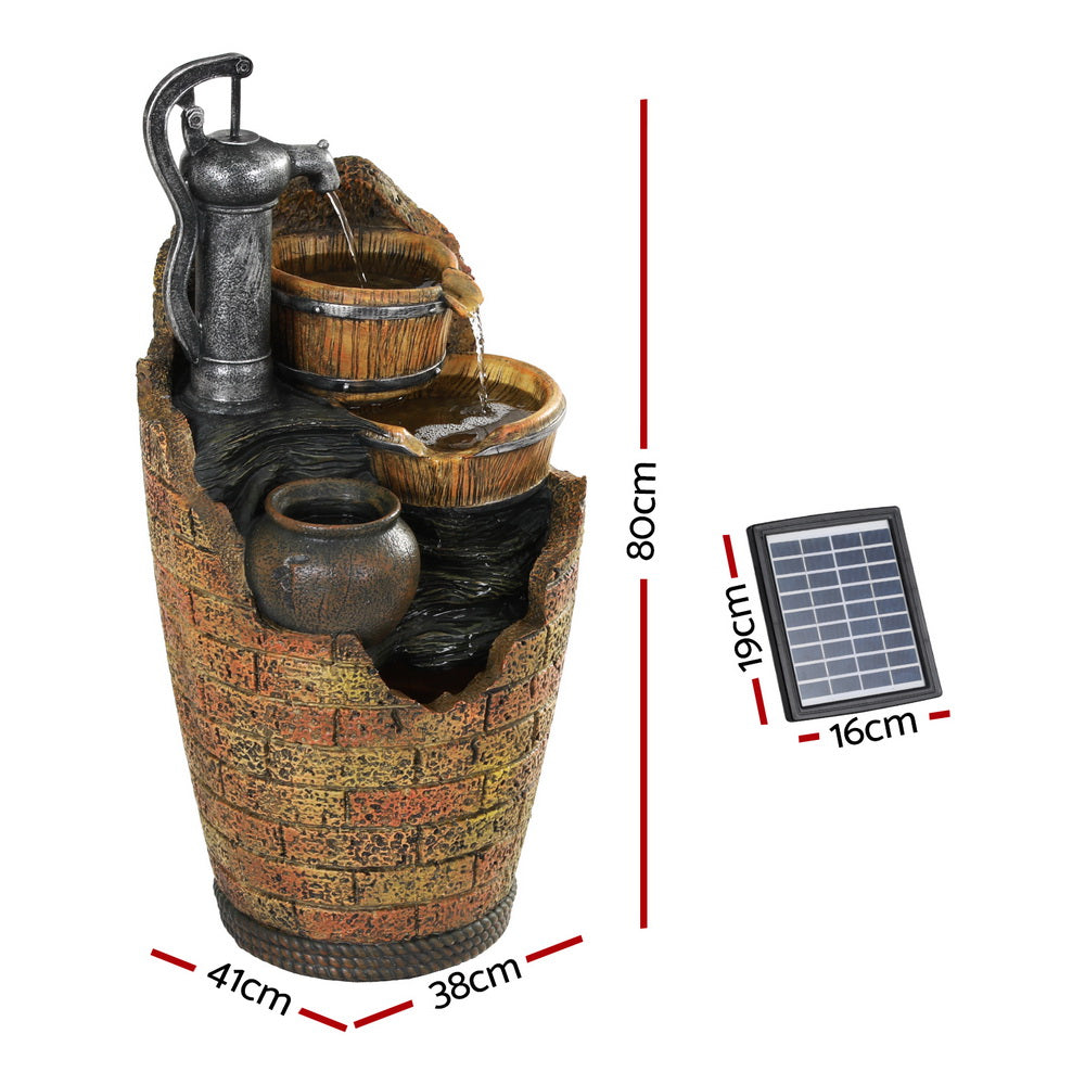 Gardeon Solar Fountain Water Feature Outdoor Cascading Hand Pump Design 80CM-Home &amp; Garden &gt; Fountains &gt; Fountain &amp; Ponds Accessories-PEROZ Accessories