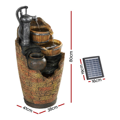 Gardeon Solar Fountain Water Feature Outdoor Cascading Hand Pump Design 80CM-Home &amp; Garden &gt; Fountains &gt; Fountain &amp; Ponds Accessories-PEROZ Accessories