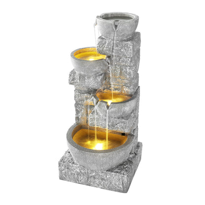 Gardeon Solar Fountain Water Feature Outdoor LED Lights Gray-Home &amp; Garden &gt; Fountains &gt; Fountains &amp; Ponds-PEROZ Accessories