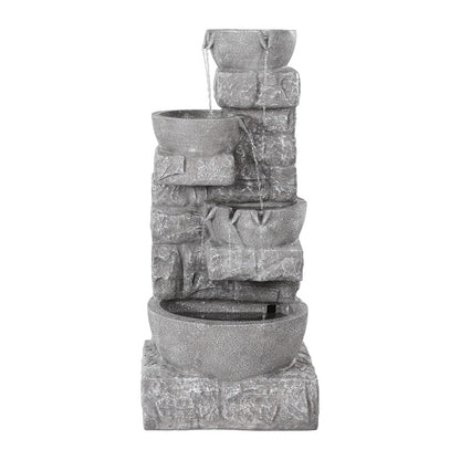 Gardeon Solar Fountain Water Feature Outdoor LED Lights Gray-Home &amp; Garden &gt; Fountains &gt; Fountains &amp; Ponds-PEROZ Accessories