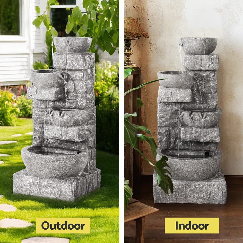 Gardeon Solar Fountain Water Feature Outdoor LED Lights Gray-Home &amp; Garden &gt; Fountains &gt; Fountains &amp; Ponds-PEROZ Accessories