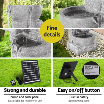 Gardeon Solar Fountain Water Feature Outdoor LED Lights Gray-Home &amp; Garden &gt; Fountains &gt; Fountains &amp; Ponds-PEROZ Accessories