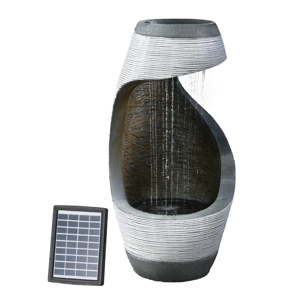 Gardeon Solar Fountain Water Feature Bird Bath Outdoor Garden Cascade 48CM Grey-Home &amp; Garden &gt; Fountains &gt; Fountains &amp; Ponds-PEROZ Accessories