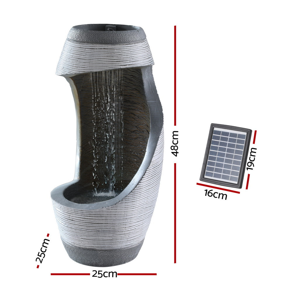 Gardeon Solar Fountain Water Feature Bird Bath Outdoor Garden Cascade 48CM Grey-Home &amp; Garden &gt; Fountains &gt; Fountains &amp; Ponds-PEROZ Accessories