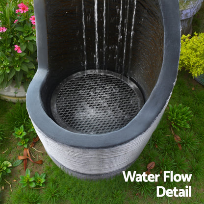 Gardeon Solar Fountain Water Feature Bird Bath Outdoor Garden Cascade 48CM Grey-Home &amp; Garden &gt; Fountains &gt; Fountains &amp; Ponds-PEROZ Accessories