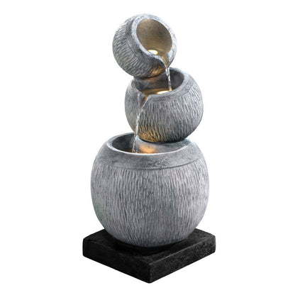 Gardeon Solar Fountain Water Feature Bird Bath Garden LED Light 80CM Grey-Home &amp; Garden &gt; Fountains-PEROZ Accessories