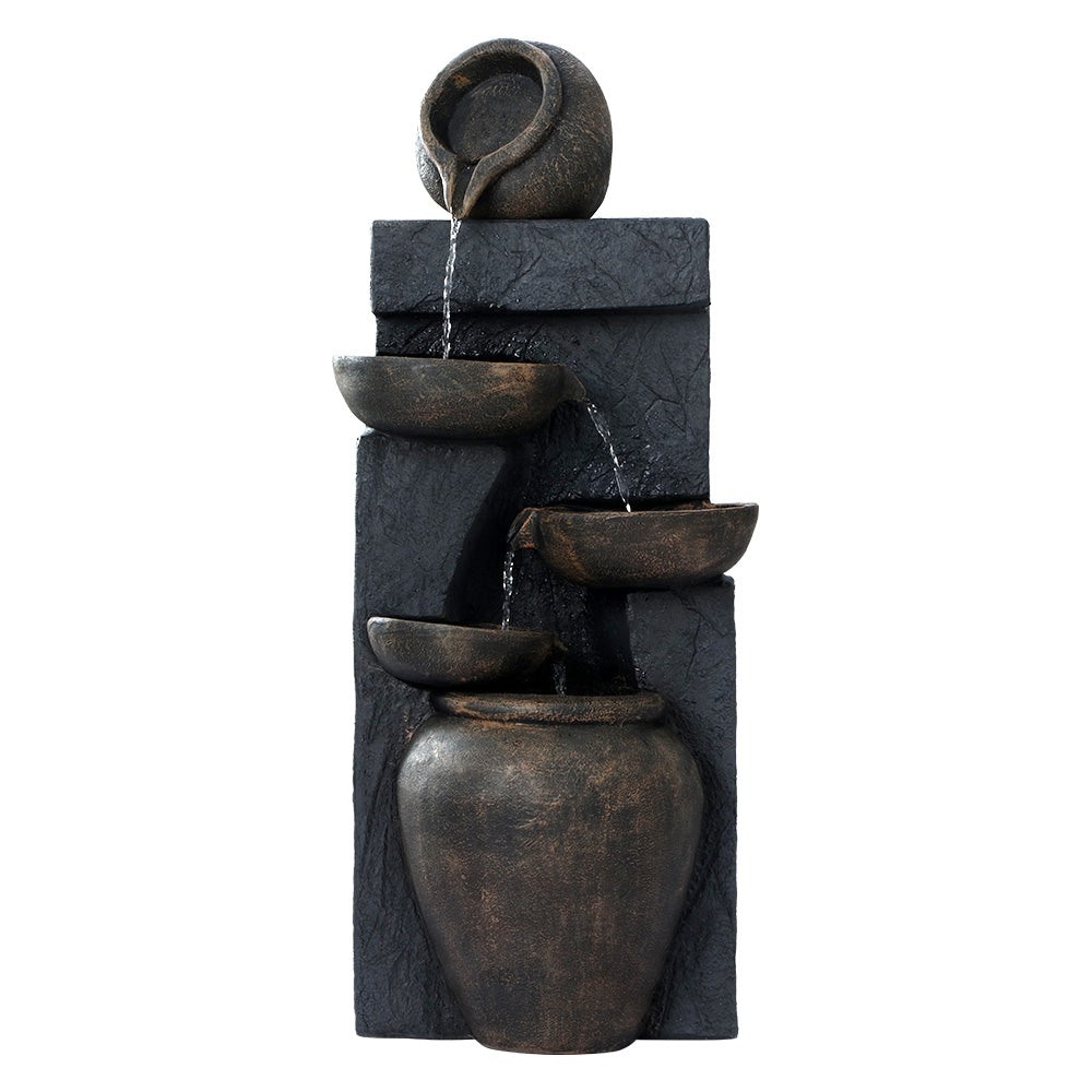 Gardeon Solar Water Feature Cascading Fountain 5 Tiered Bowl Bird Bath 99CM-Water Features-PEROZ Accessories