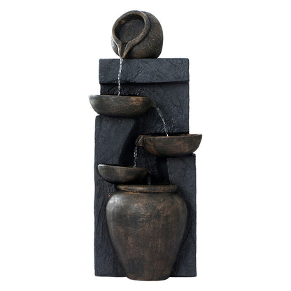 Gardeon Solar Water Feature Cascading Fountain 5 Tiered Bowl Bird Bath 99CM-Water Features-PEROZ Accessories