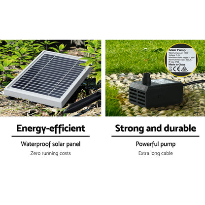 Gardeon Solar Water Feature Cascading Fountain 5 Tiered Bowl Bird Bath 99CM-Water Features-PEROZ Accessories