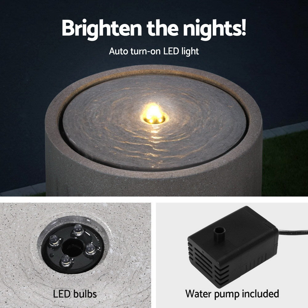 Gardeon Solar Fountain Water Feature Outdoor Fountain LED Lights Beige-Home &amp; Garden &gt; Fountains &gt; Fountain &amp; Ponds Accessories-PEROZ Accessories