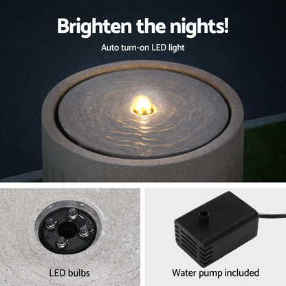 Gardeon Solar Fountain Water Feature Outdoor Fountain LED Lights Beige-Home &amp; Garden &gt; Fountains &gt; Fountain &amp; Ponds Accessories-PEROZ Accessories