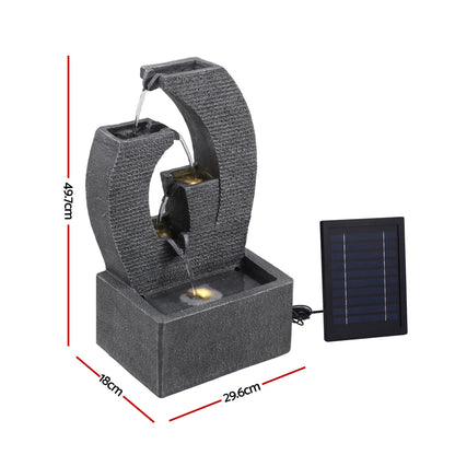 Gardeon Solar Fountain 5 Levels Cascading Water Feature Resin 50cm Black