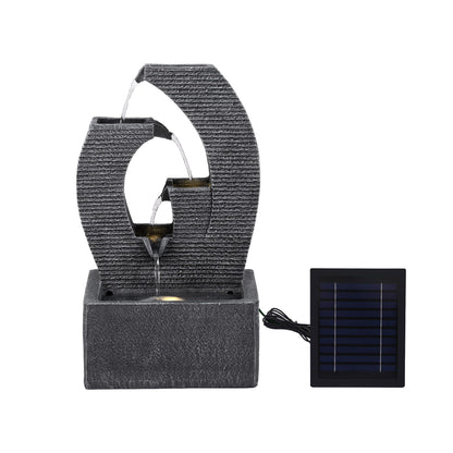 Gardeon Solar Fountain 5 Levels Cascading Water Feature Resin 50cm Black