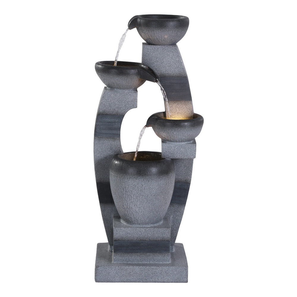 Gardeon Solar Fountain Water Feature Outdoor Fountain Indoor 3-Tier Bowl Cascading Grey-Home &amp; Garden &gt; Fountains &gt; Fountain &amp; Ponds Accessories-PEROZ Accessories