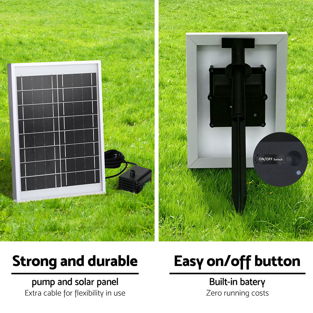 Gardeon Solar Fountain Water Feature Outdoor Fountain Indoor 3-Tier Bowl Cascading Grey-Home &amp; Garden &gt; Fountains &gt; Fountain &amp; Ponds Accessories-PEROZ Accessories