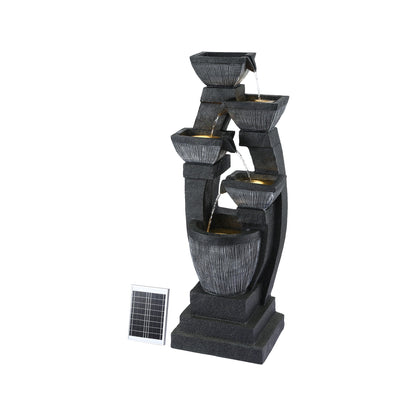 Gardeon Solar Fountain Water Feature Outdoor Fountain Indoor 5-Tier Bowl Cascading Grey-Home &amp; Garden > Fountains > Fountains &amp; Ponds-PEROZ Accessories