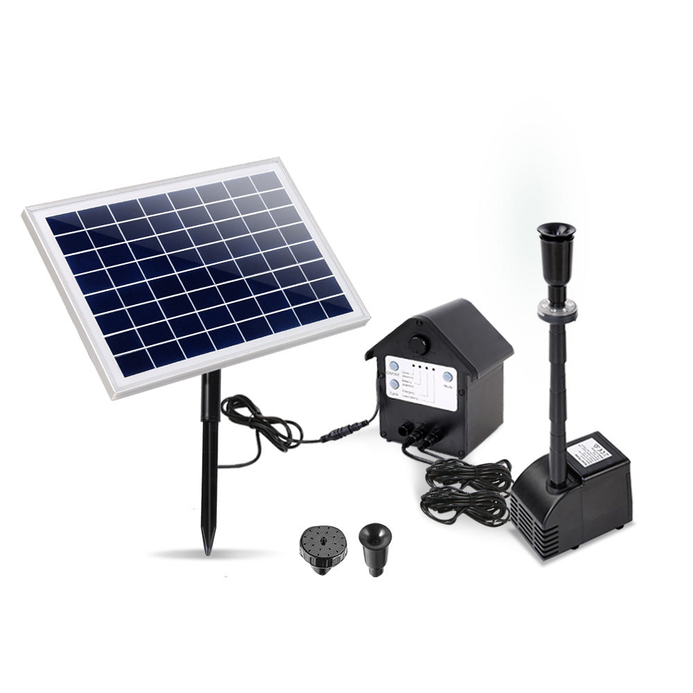 Gardeon Solar Pond Pump with Battery Kit LED Lights 6.6FT-Home &amp; Garden &gt; Garden Tools-PEROZ Accessories