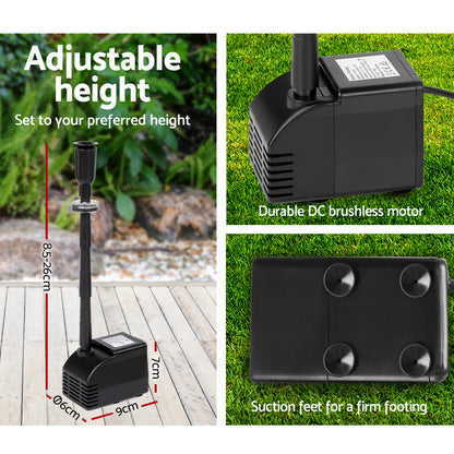 Gardeon Solar Pond Pump with Battery Kit LED Lights 6.6FT-Home &amp; Garden &gt; Garden Tools-PEROZ Accessories