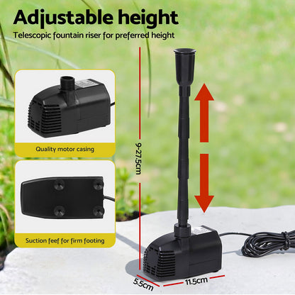 Gardeon Solar Pond Pump Submersible Water Fountain Kit with 2 Panels 1600L/H-Tools &gt; Pumps &gt; Pool Pumps-PEROZ Accessories