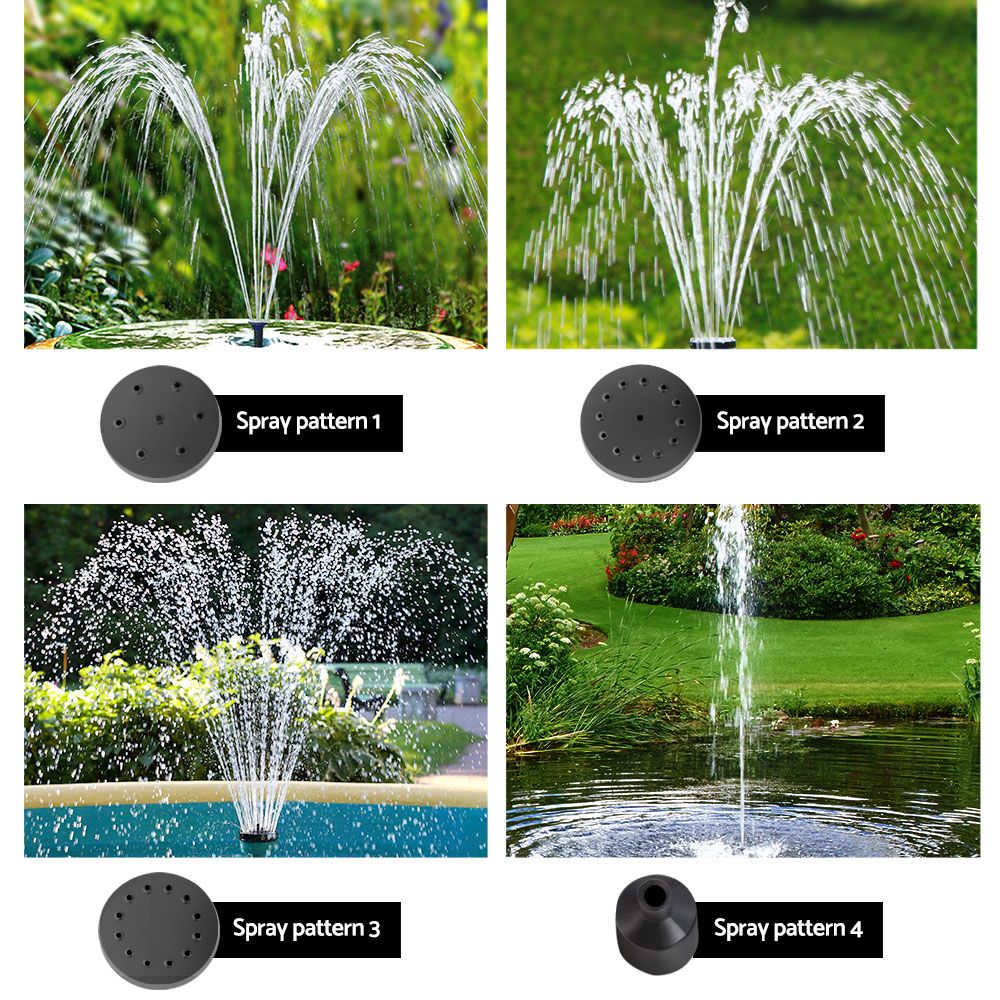 Gardeon Solar Pond Pump Submersible Water Fountain with Battery Kit LED Lights 4FT-Fountains-PEROZ Accessories