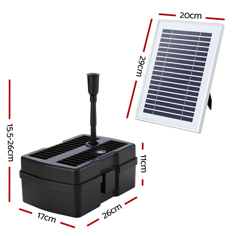 Gardeon Solar Submersible Water Pond Fountain Pump with Filter Box 4.6FT 470L/H-Home &amp; Garden &gt; Fountains &gt; Fountains &amp; Ponds-PEROZ Accessories