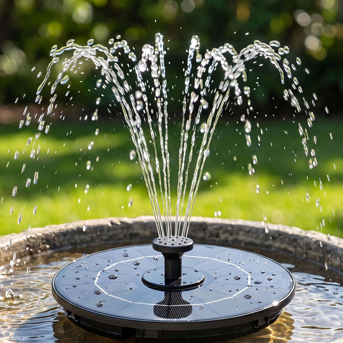 Gardeon Solar Fountain Pump Bird Bath Water Feature 17cm 165L/h Flow Black-Home &amp; Garden > Fountains > Fountains &amp; Ponds-PEROZ Accessories