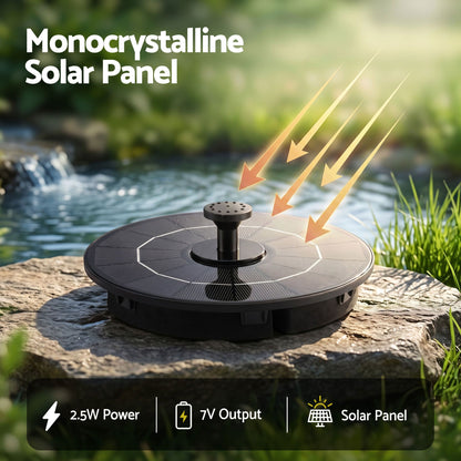 Gardeon Solar Fountain Pump Bird Bath Water Feature 17cm 165L/h Flow Black