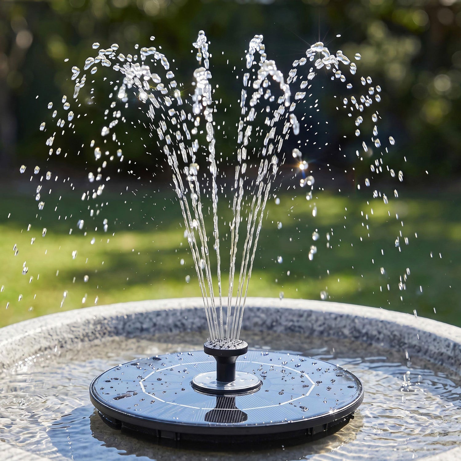 Gardeon Solar Fountain Pump Bird Bath LED Lights 165 L/h Flow 17cm Black