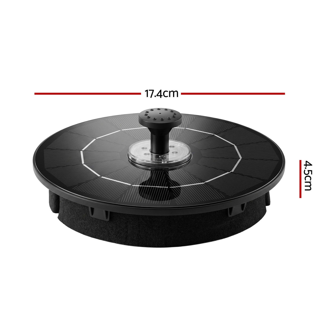 Gardeon Solar Fountain Pump Bird Bath LED Lights 165 L/h Flow 17cm Black-Home &amp; Garden > Fountains > Fountains &amp; Ponds-PEROZ Accessories