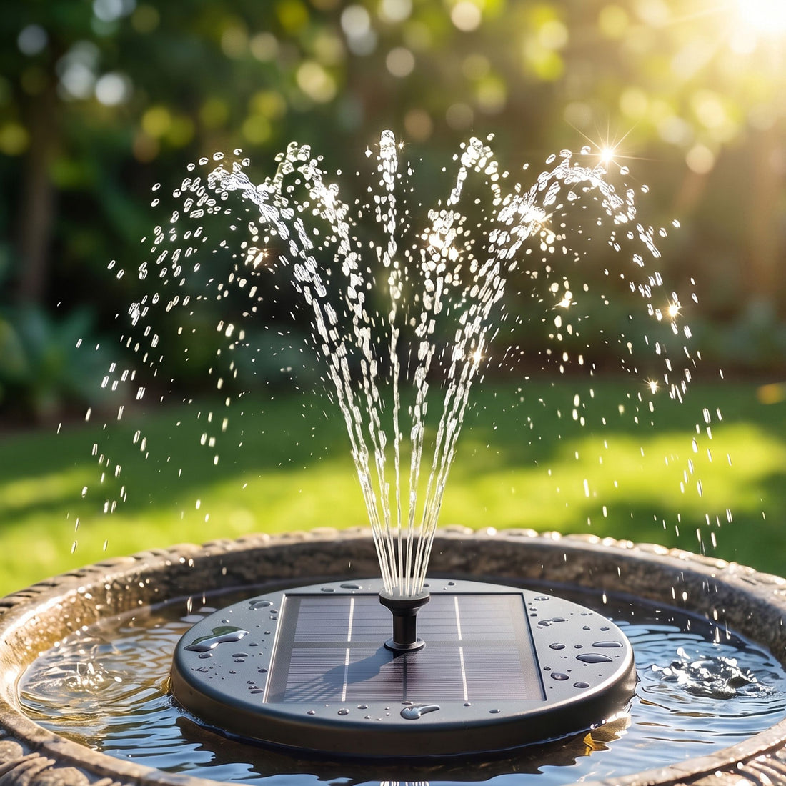 Gardeon Solar Fountain Pumps Bird Bath Battery Backup LED Remote Black 27cm-Home &amp; Garden > Fountains > Fountains &amp; Ponds-PEROZ Accessories
