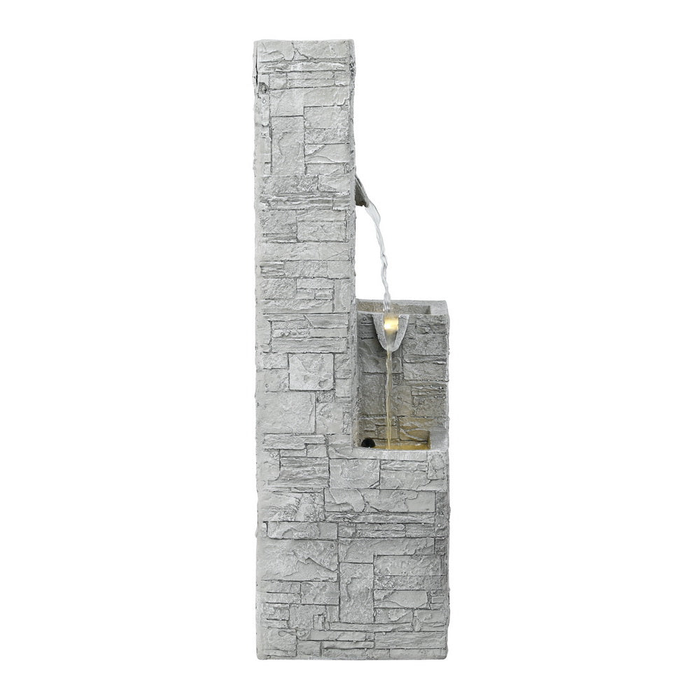 Gardeon Solar Fountain Water Feature Outdoor Indoor 4-Tier Square Cascading Beige-Home &amp; Garden &gt; Fountains &gt; Fountain &amp; Ponds Accessories-PEROZ Accessories