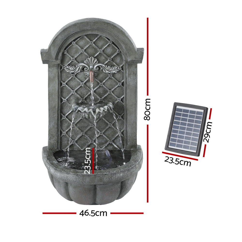 Gardeon Solar Fountain Water Feature Wall Mount Garden Fountains 80CM Grey-Home &amp; Garden &gt; Fountains-PEROZ Accessories