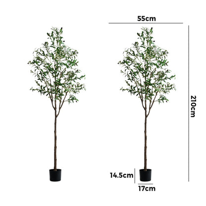 Livsip 2x Artificial Olive Tree Tall Faux Potted Plants 210cm-Faux Plant-PEROZ Accessories