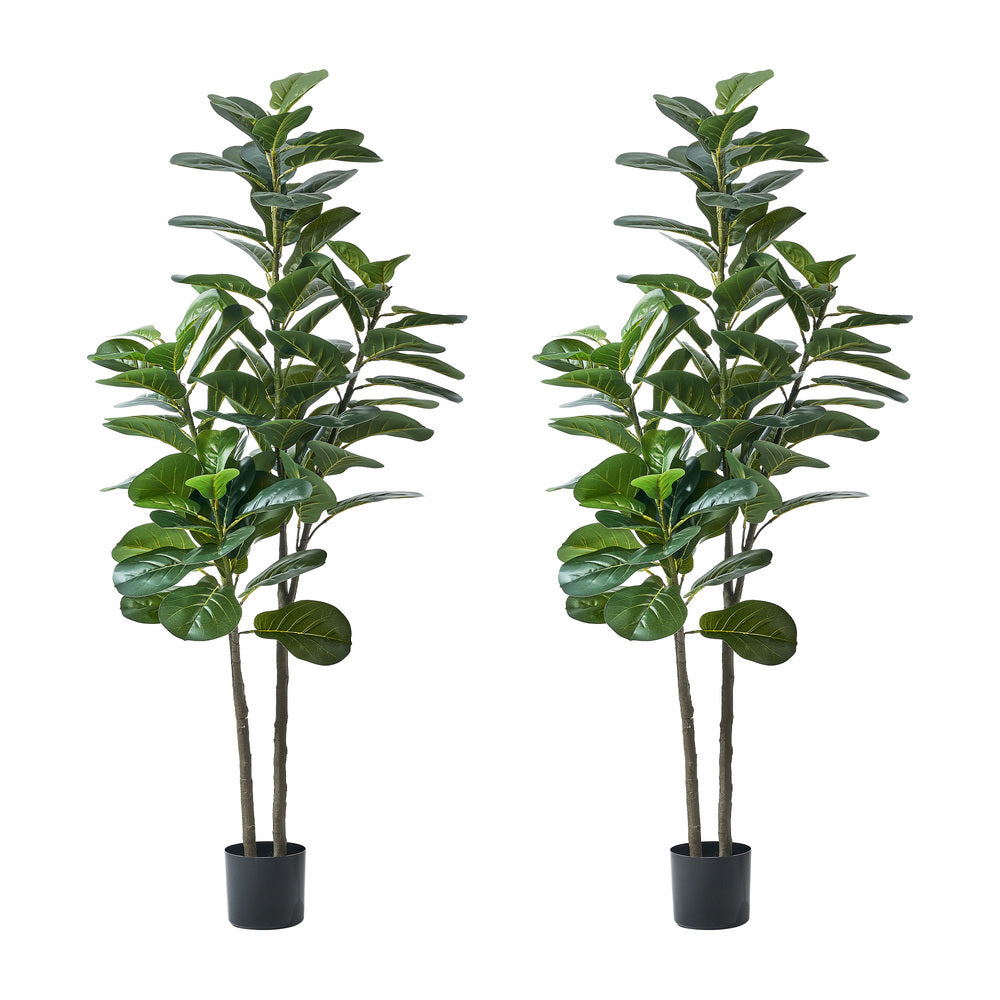 Livsip 2x Artificial Fiddle Leaf Fig Tree Lifelike Faux Plants 150cm-Faux Plant-PEROZ Accessories